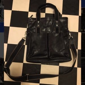 Coach Leather Charles Foldover Tote Messenger Bag